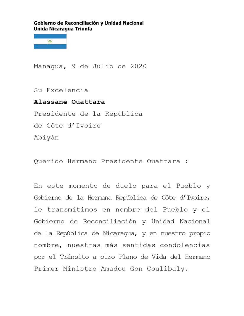 mensaje-condolencias-de-nicaragua-primer-ministro-amadou-gon-coulibaly